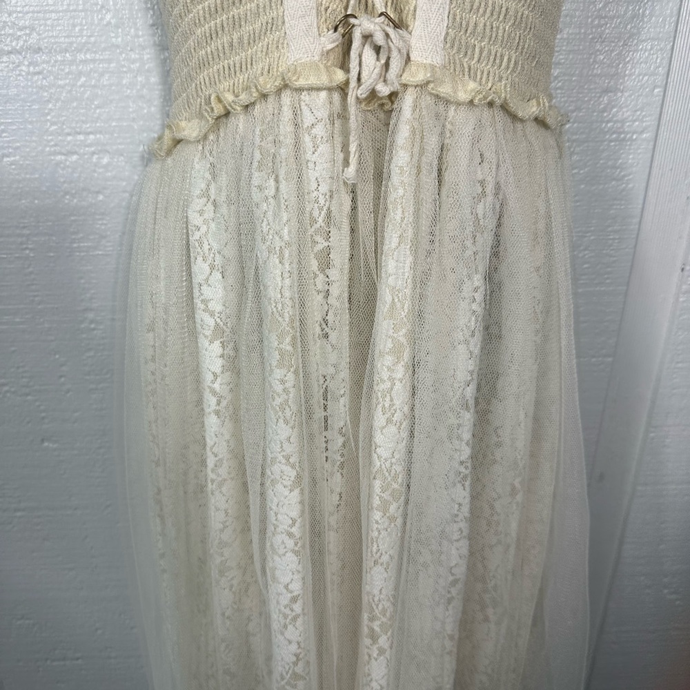 Vintage Sassy Bling Ivory Corset Bodice Toole Skirt Dress Size Small EUC - Picture 5 of 9